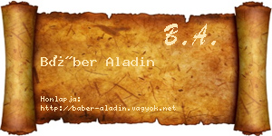 Báber Aladin névjegykártya